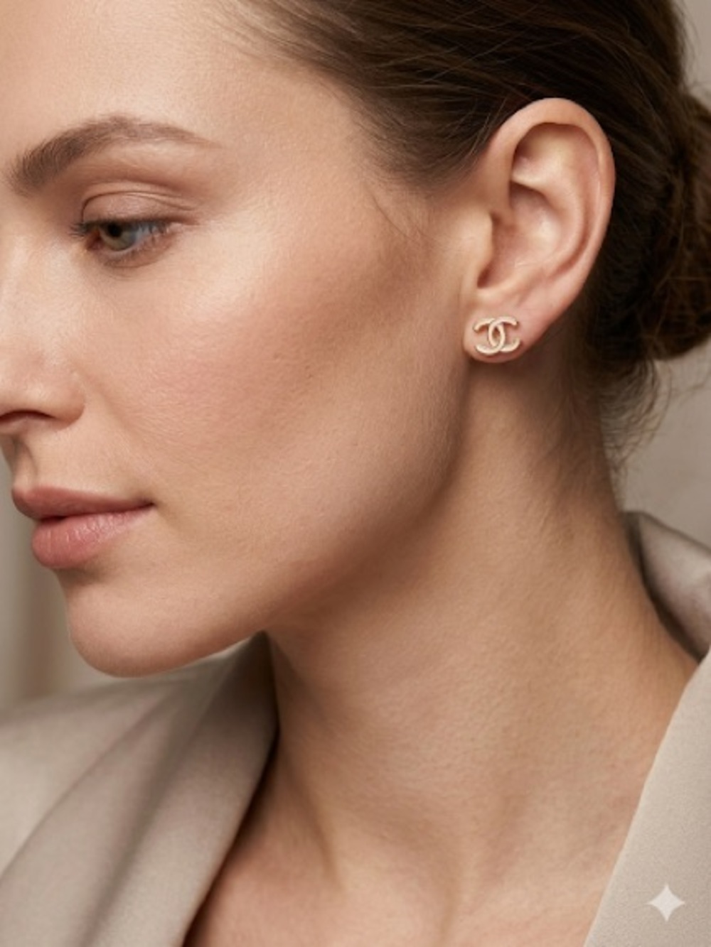 Gold CC Logo Stud Earrings - Gold